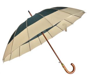 Quality 16 Ribs Wooden Shaft RPET Pongee Automatic Open Umbrella wholesale