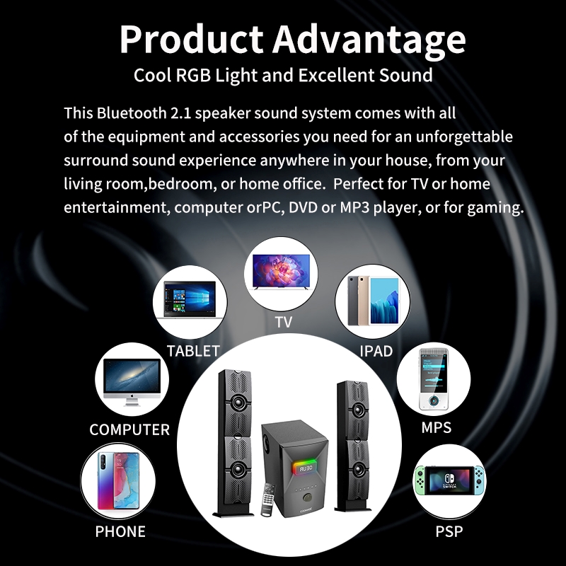 RGB Sound Multimedia Bluetooth Wireless 2.1 Home Theater System for CKD SKD Support