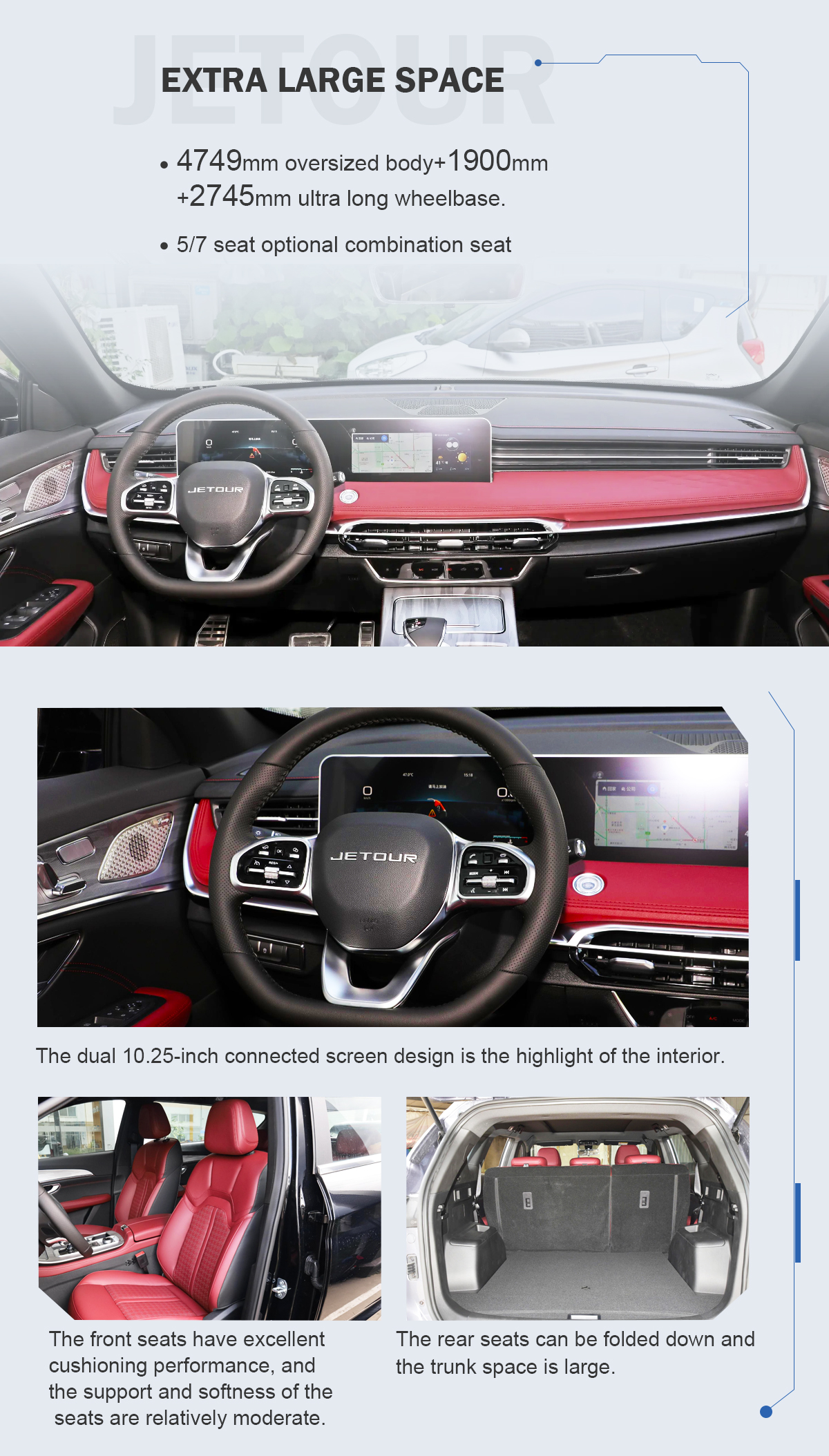 2024 Jetour X70 Plus High Speed 1.6T Turbo Petrol SUV Middle Size 5/7 Seats LHD Electric Steering System for LHD Vehicle