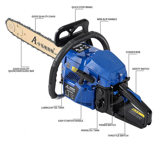 78CC 22" Gasoline Tree Cutter Machine Petrol Chain Saw 12500rpm