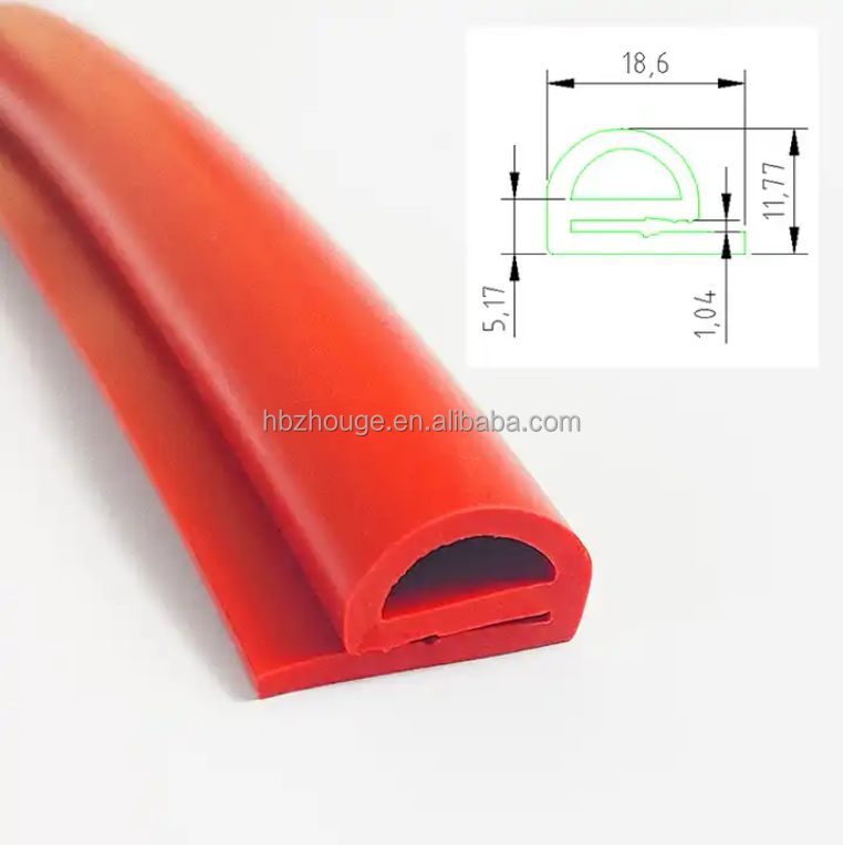 Cutting Extrusion High Temperature Silicone Rubber Seal Strip for Flexible E / B Type Shape