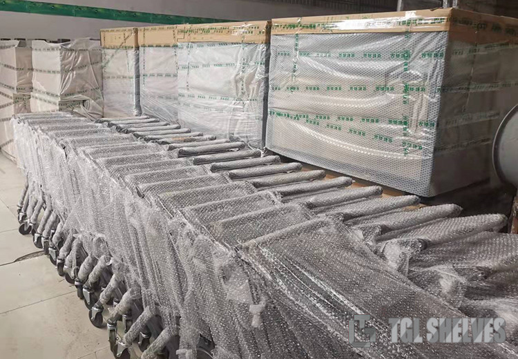 Zinc Finish PP Shopping Metal Supermarket Push Cart