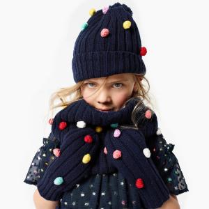 Quality 70 % Nylon / 30 % Wool Knit Hat Scarf Gloves Set , Womens Winter Hat Scarf And Glove Sets With Color Dots wholesale