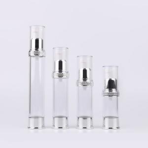 Quality Silver Plastic Plating Ribbed 30ml Airless Cosmetic Bottles wholesale