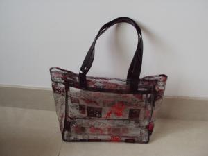 Quality Eco Friendly PVC Transparent Ladies Tote Bags With Stylish Imprint wholesale