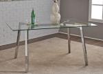 Glass Top Crossing Steel Leg 130cm Modern Dining Table