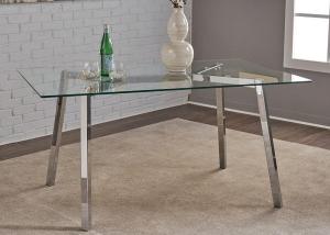 Quality Glass Top Crossing Steel Leg 130cm Modern Dining Table wholesale