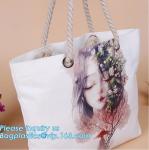 Promotional custom portrait printing lady shoulder bag,cotton canvas shopping