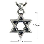 Sterling Silver Wheat Chain Men's Necklace with Silver Star of David Pendant