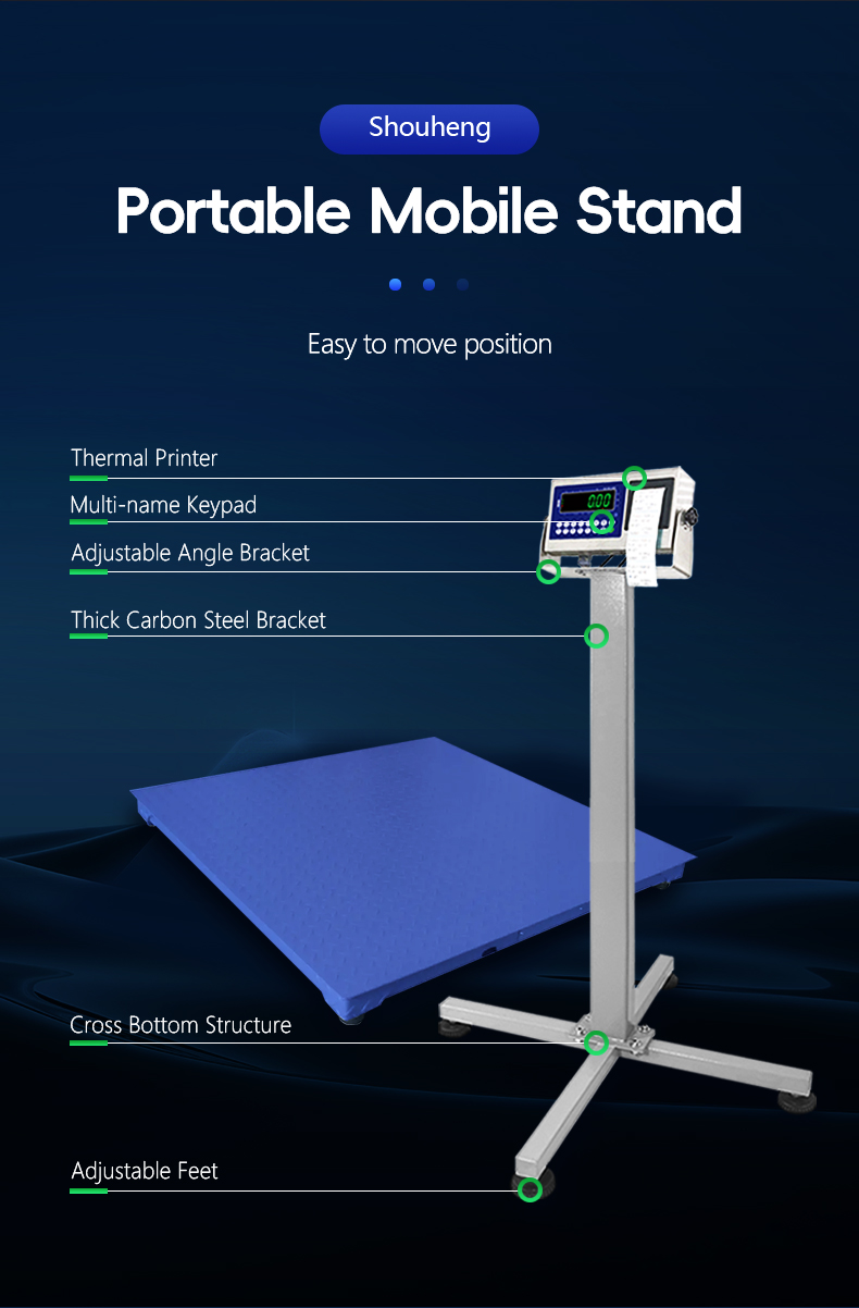Industrial Weighing Floor Scale 600*800mm Carbon Steel with Bracket and 500KG Capacity