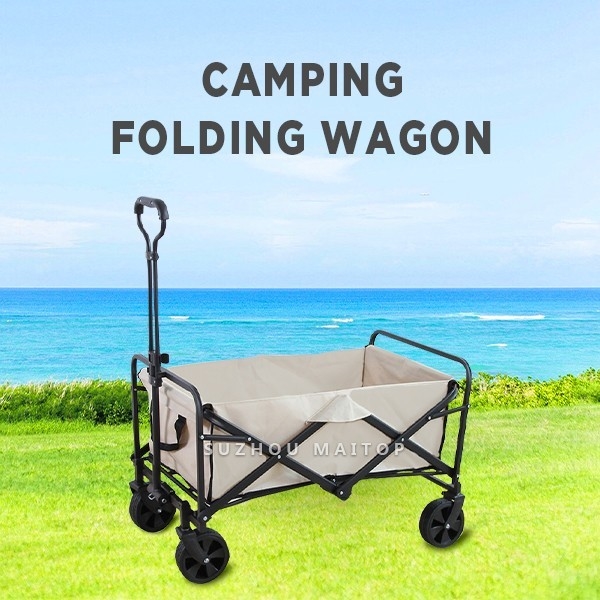 Rubber Wheels Folding Wagon Multipurpose Collapsible Hand Truck Black