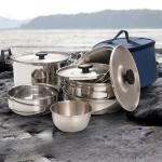 Stainless Steel Outdoor Cookware Set Multifunctional Multiple People Using