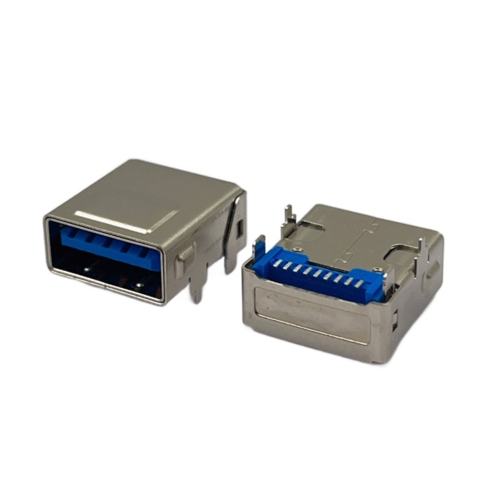 USB3.1 STD Socket Connector R/A T/H CH 4.10mm Double Shells RoHS Compliant and Hoalogen Free