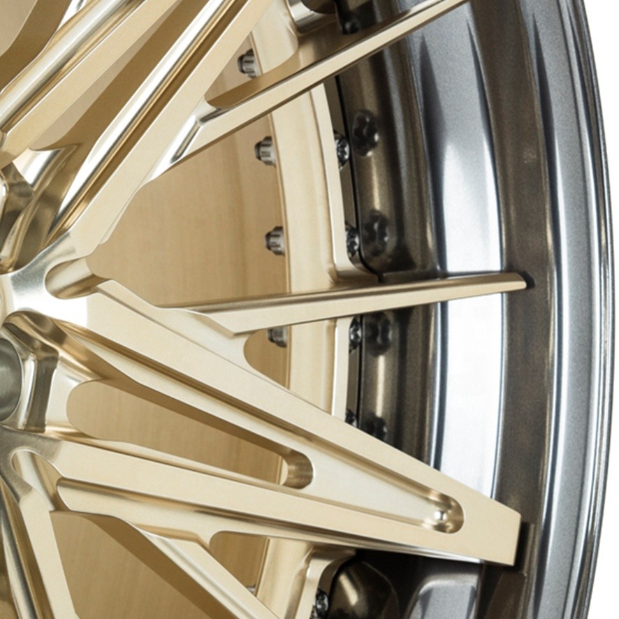 Customized 2 piece super deep dish concave brushed bronze polished wheel rim for sale