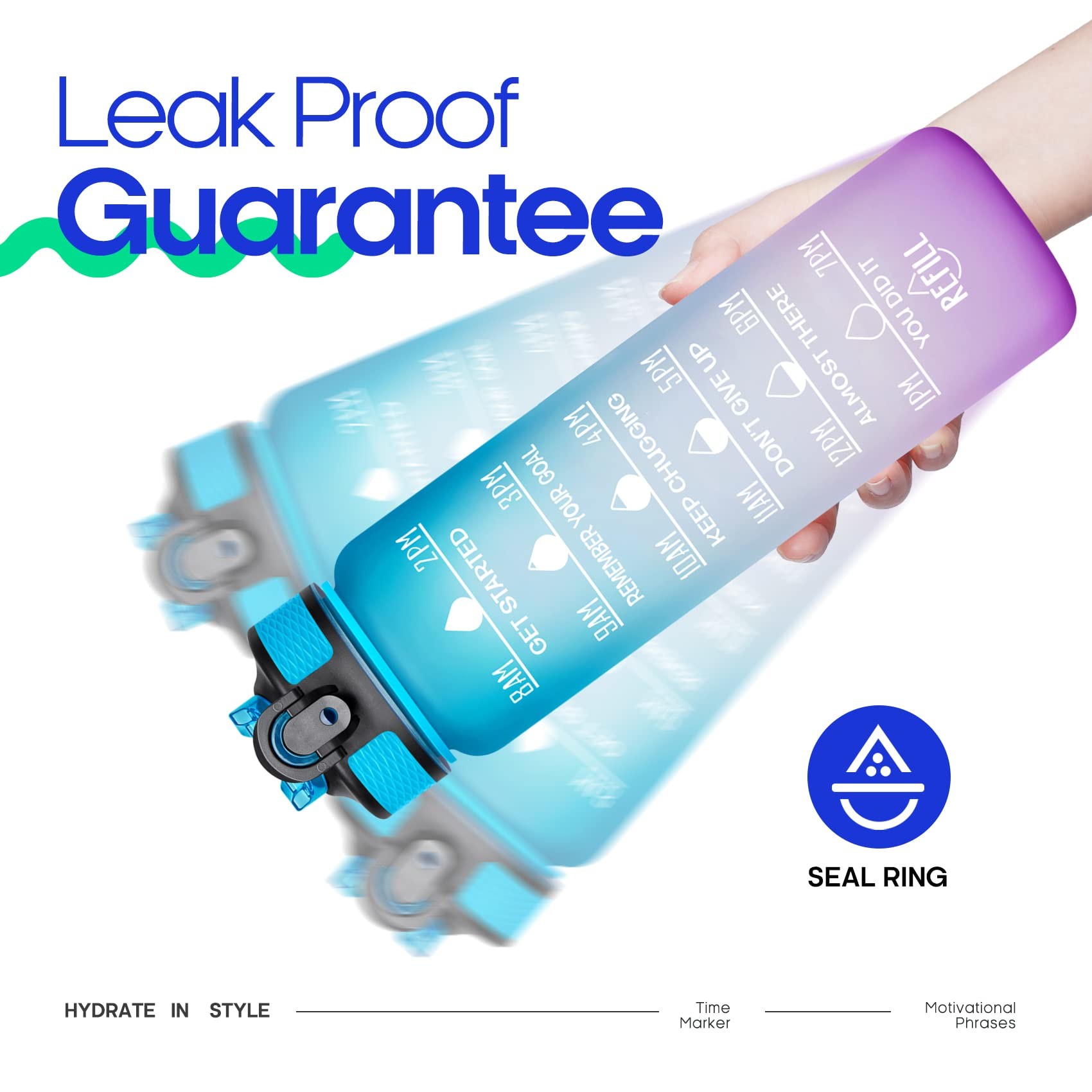 Customized 32oz Large Leakproof BPA Free Drinking Bottle Motivational Time Marker Water Bottle With Straw To For Fitness And Outdoor Enthusiasts