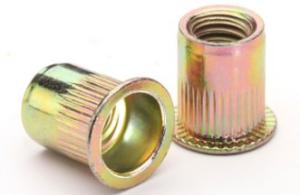 Quality Carbon Steel Flat Head Rivet Nut , Threaded Rivet Nuts Yellow Zinc Plated wholesale