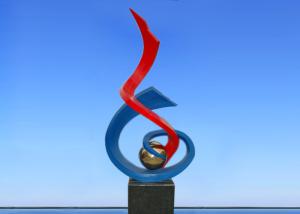 Quality 2.4m Burning Torch Painted Metal Sculpture For Plaza / Square Decoration wholesale