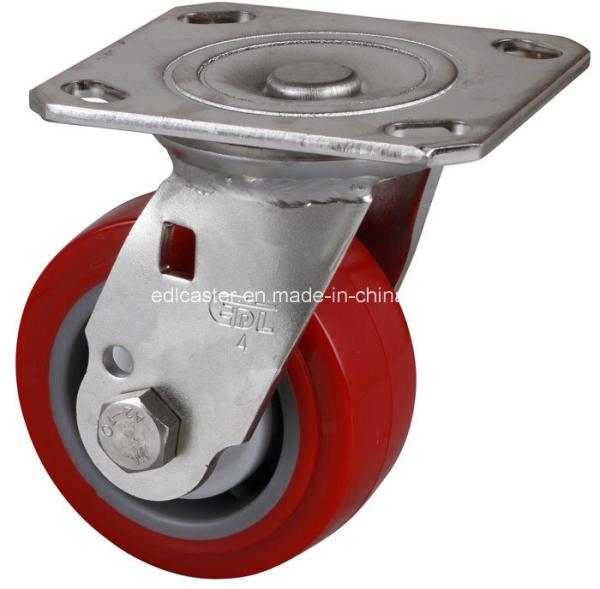 Stainless Plate Swivel TPU Caster S7114-85 with 5mm Thickness and 230kg Maximum