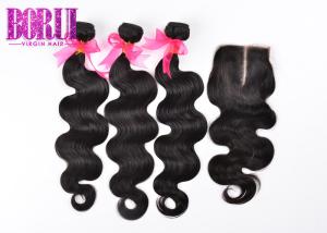Quality Virgin Body Wave Extensions , 3 Bundles Malaysian Hair With Closure Unprocessed wholesale
