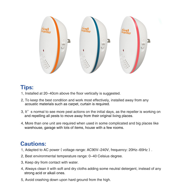 Mosquito Electric Rat Repellent , Ultrasonic Pest Repeller With Night Light