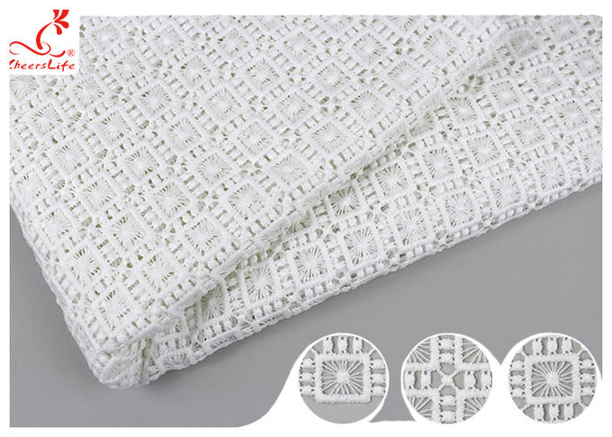 Poland Guipure Embroidered Floral Lace Fabric With Water Soluble Poly Milk Silk Azo Free