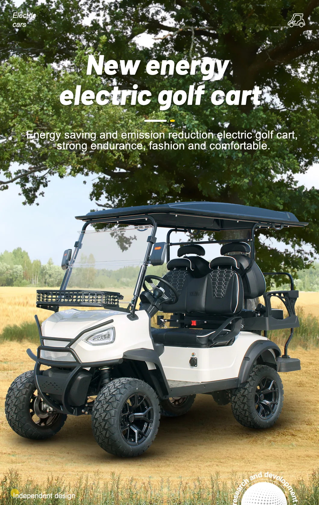 Off Road Club Car with Rear Hub Motor 6 Passenger 5KW Electric Hunting Golf Cart