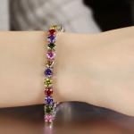 Princess Multicolour Cubic Zironia Tennis Bracelet Charm Women Wedding Jewelry