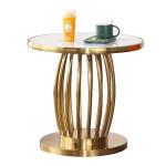 Marble Table Top Sofa Side Table Stainless Steel Edge Circle End Table