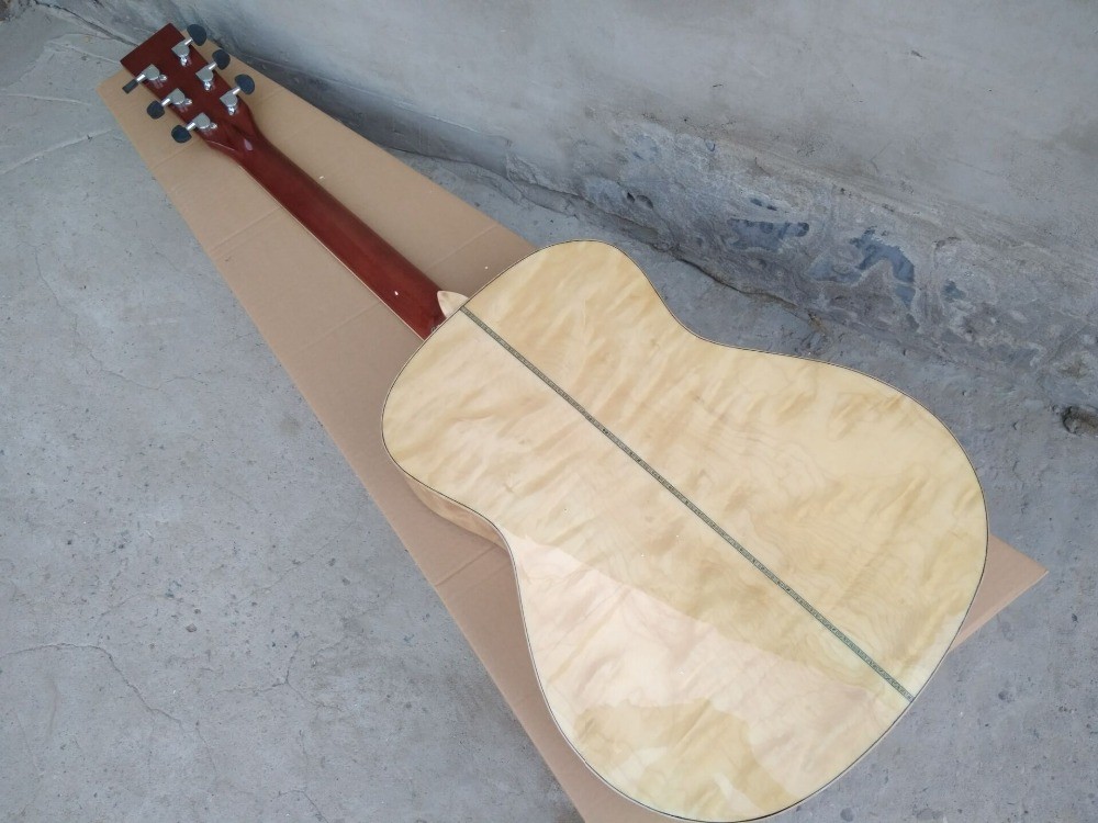 AAAA all Solid OM body style guitar 14 frets imported wood custom solid maple acoustic electric guitar