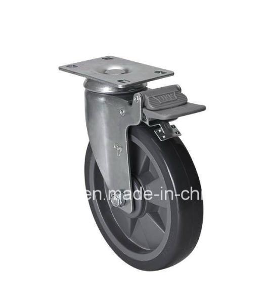 PU Wheel Edl Medium 6" 130kg Plate Brake Caster Z5726-77 for Industrial