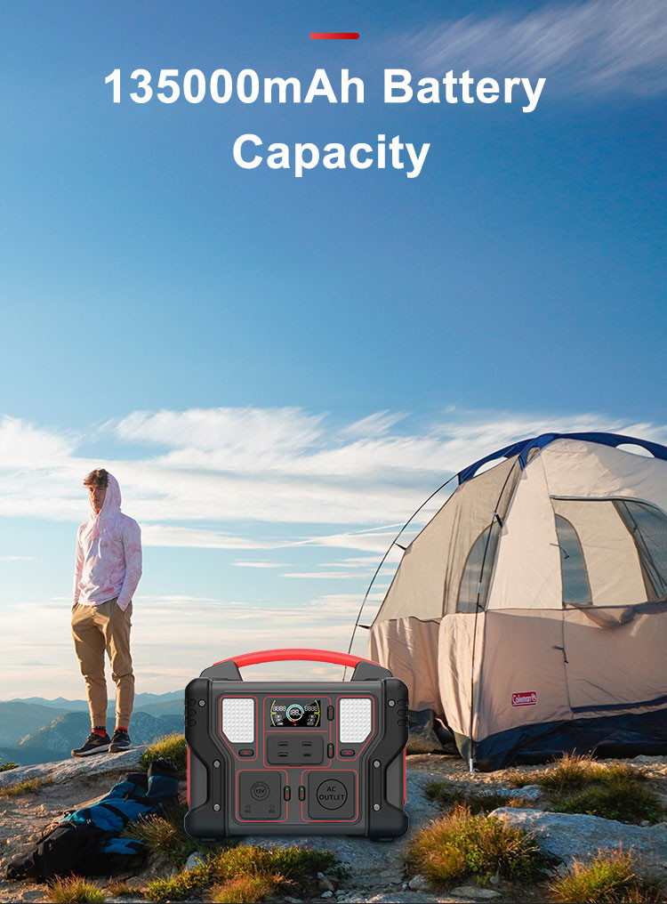500w Rechargeable Portable Power Station Lightweight Pure Sine Wave 110v MPPT For Camping