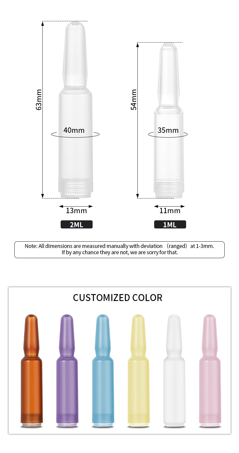 Amber Plastic Serum Vials Ampoule For Cosmetic Essence 1ml Capacity
