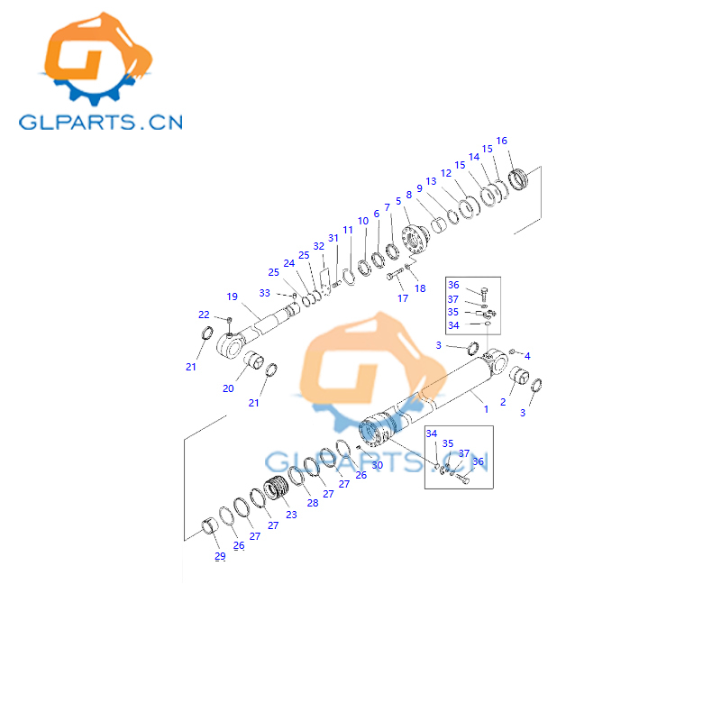 707-01-XR721 Excavator PC1250SP-8 Hydraulic Bucket Cylinder for Komatsu Front Shovel Excavator
