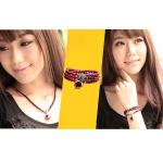 5mm Round Genuine Garnet Beads Bracelet with 925 Silver Marcasite Garnet Charm