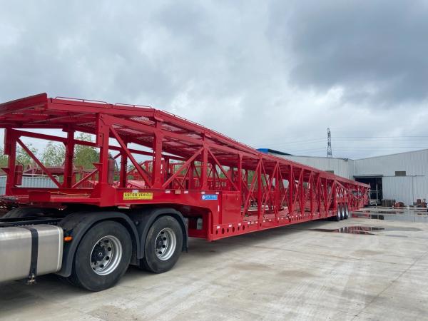 Tri-Axle 6-10 Car Trailer Semi Trailer with Triangle/Double Star/Double Money