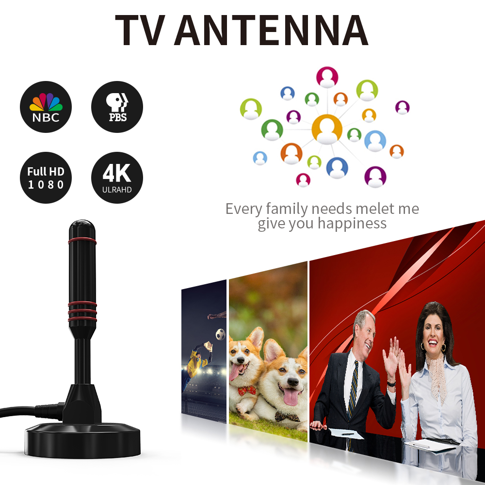 3-5V Supply Voltage Portable TV Antenna 3m DVB-T2 Indoor Antenna for ATSC Digital TV
