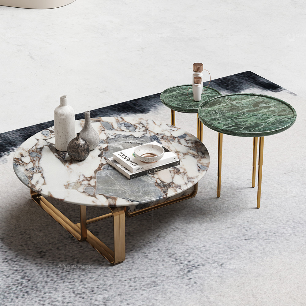 Home Furniture Living Room Coffee Table Save Space Nature Marble Stainless