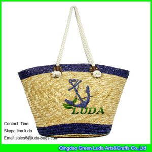 Quality LUDA women large beach handbags embroidery anchor deco wheat straw bags 2016 wholesale