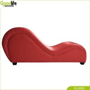 Quality OEM Wooden Leather Sex Couch Sponge Filled Curved 43cm Height wholesale