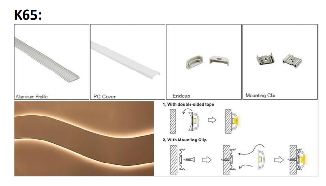 IP65 LED Strip Aluminum Channel Flexible Bendable LED Strip Light Profile Surface Mounted