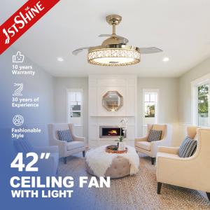 Quality Retractable Ceiling Fan With Rgb Light Music Player Dc Motor 6 Speed Remote Control wholesale