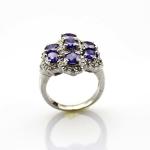 Fashion Jewelry Larger 925 Silver Ring with Created Blue Cubic Zircon Ring(FR009