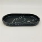 Black Waterdrop Shape Polyresin Bath Countertop Set Marble Print Pattern