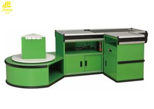 Quality Electric Hypermarket Supermarket Checkout Counter With Package Table Green Color wholesale