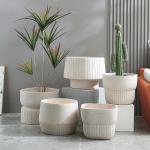 Smooth Surface Fiber Clay Planters In Outdoor Space