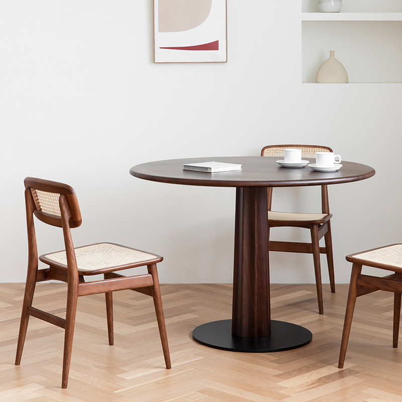 Nordic simple solid wood dining table and chair combination home living room multifunctional small apartment round dinin