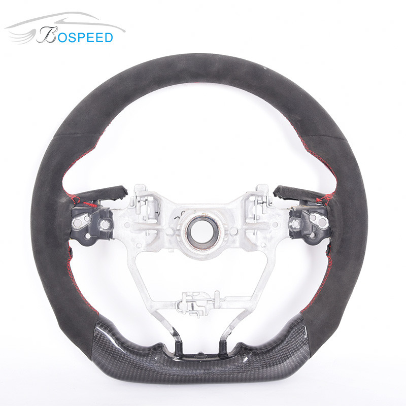 Personalised Alcantara Toyota Carbon Fiber Steering Wheel Hilux With Red Patchs