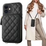 iPhone 12/12 Pro crossbody bag, RFID shielded PU leather strap bracket with card