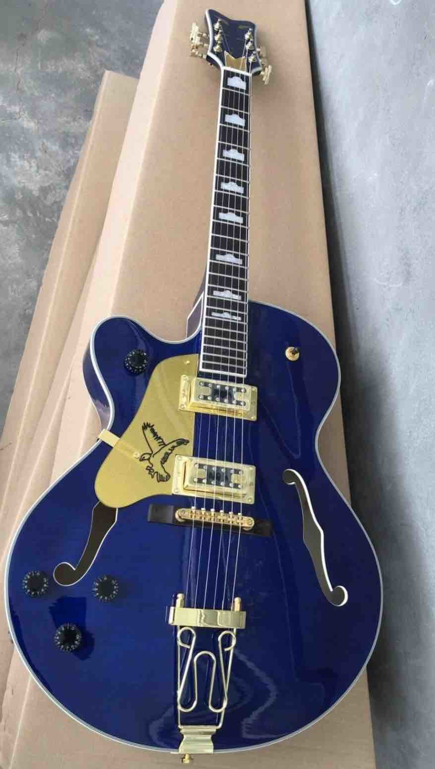 Wholesale New Arrival Left Handed Guitar Jazz 6 String Electric Guitar Semi Hollow Body In Blue