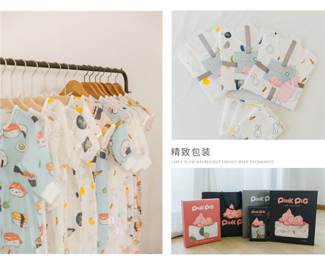 Summer Cotton Baby Pajamas Muslin Pajamas Super Soft Plain Printed Style